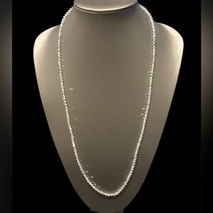 AB Crystal Bicone Bead Layering Necklace - Clear Iridescent Stones 48”length
